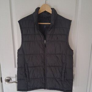 Izod Quilted Puffer Vest Men's Size Medium Grey Full Zipper Pockets